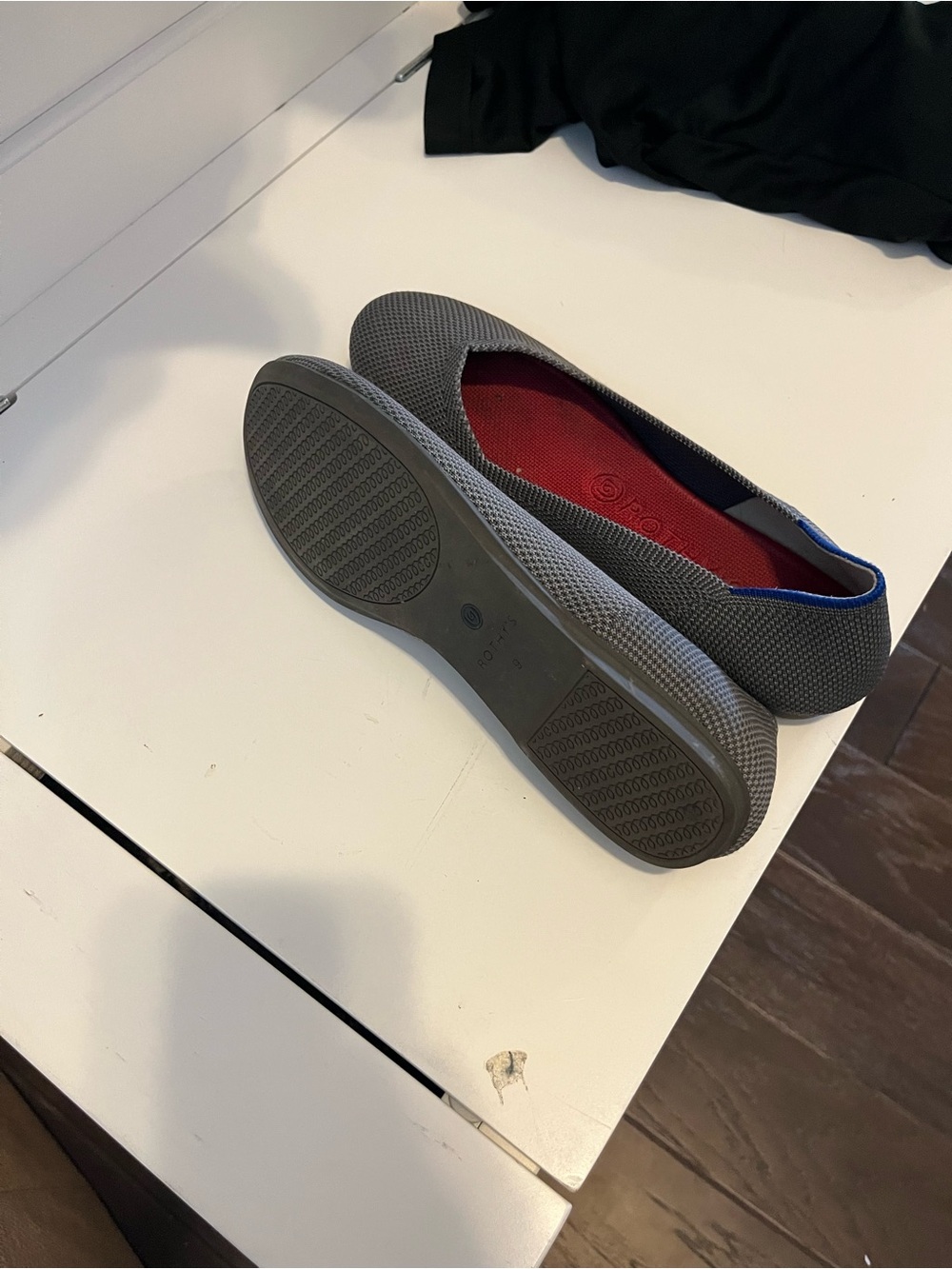 Rothy’s Grey Slip-On Shoe with Red insole